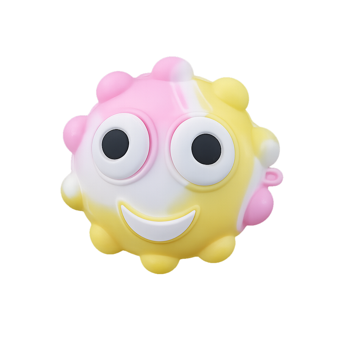 Mochi PUFFO™ pink and yellow eye-popping squeeze toy with pop eyes